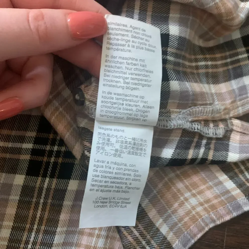 Point Sur J. Crew plaid long sleeve button down flannel shirt size S